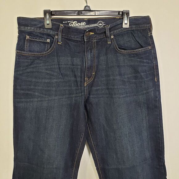 Old Navy Men's Jeans Size 36x31 Straight Leg Dark Wash Blue Denim Loose Relaxed - Picture 6 of 9